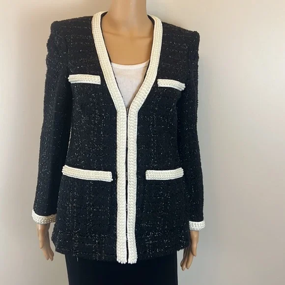 Veronica Beard Pearl Embellished Black Kemsley Jacket NWOT